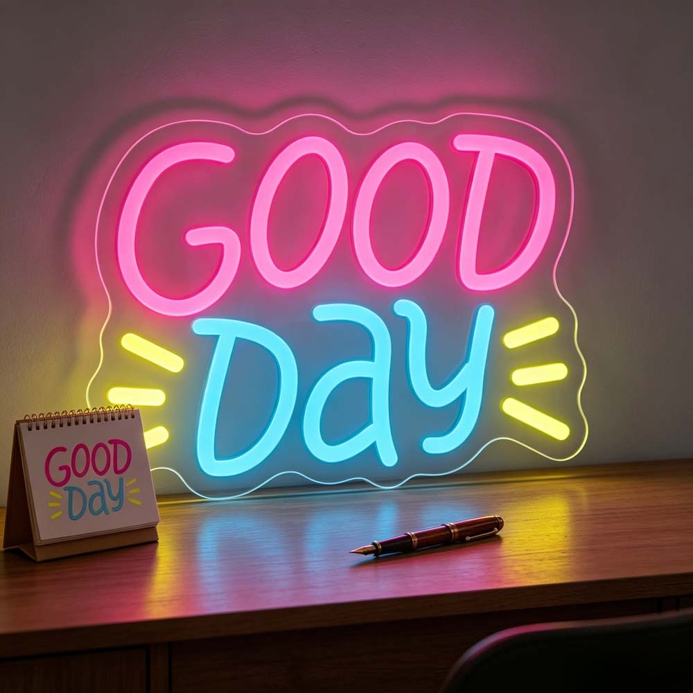 Desk Setup Bedroom - Neonowy znak LED Good Day, kolorowy